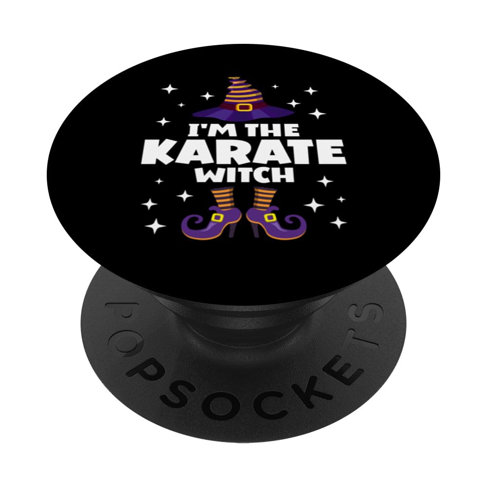 Funny Karate Witch Family Matching Halloween Martial Arts PopSockets Swappable PopGrip, Black