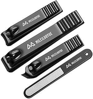 MILEILUOYUE Nail clippers set black stainless steel nail cutter& sharp oblique toe nail