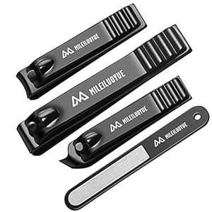 MILEILUOYUE Nagelknipser Set Schwarz 4-teilig