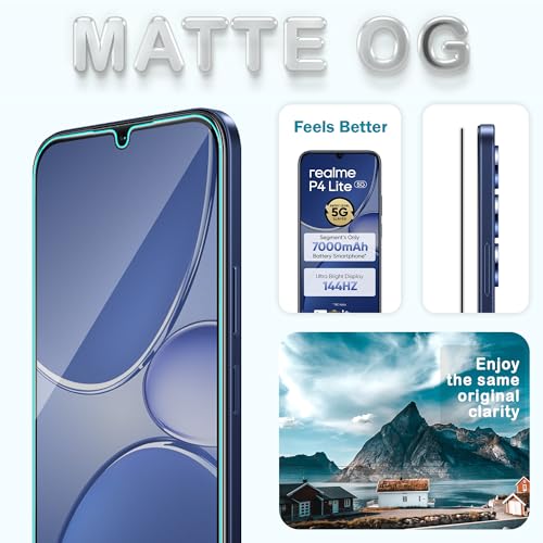 Image of FIRST MART Military-Grade Matte Tempered Glass for Realme P4 Lite, Realme C83 and Narzo 100 Lite - 9H Screen Protector, Anti-Glare Protection, Scratch-Resistant, Bubble-Free (1 Pack)