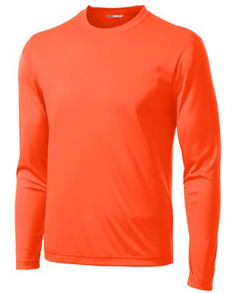 Joe's USA Dri-Equip Youth Long Sleeve Moisture Wicking Athletic Shirts (Neon Orange - X-Small)