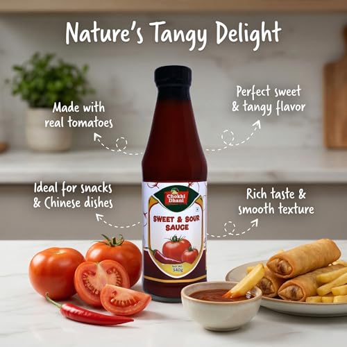 Image of Chokhi Dhani Sweet & Sour Sauce 340g | Tangy Indo Chinese Dipping Sauce | Perfect for Spring Rolls, Chicken & Snacks | Balanced Sweet Spicy Flavour
