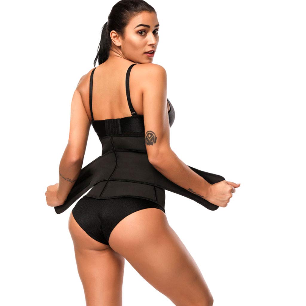Gummi Korsett Damen Sportgürtel Sport Plastizität Doppelschicht Druck Gewichtsverlust Taillentrainer 7 Stahlknochen 3 Schnallenreihen Bauchkontrolle