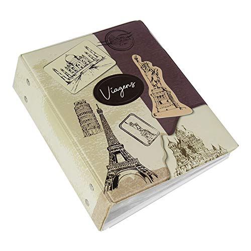 Álbum de Fotos 10x15 p/ 500 Fotografias Viagens c/Adesivos