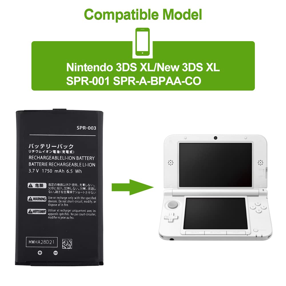 Batteria di ricambio compatibile con Nintendo 3DS XL SPR-003 SPR-001 con toolkit