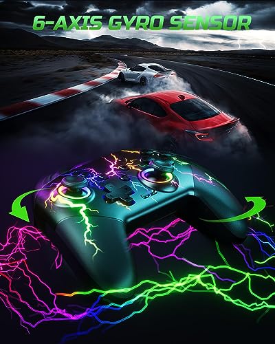 VOYEE Switch Controller Compatible with Switch/Lite/OLED/PC Windows, RGB Lightning Programmable 1000mAh Wireless Pro Controller with One Key Pairing Wake Up Vibration Turbo - Image 8