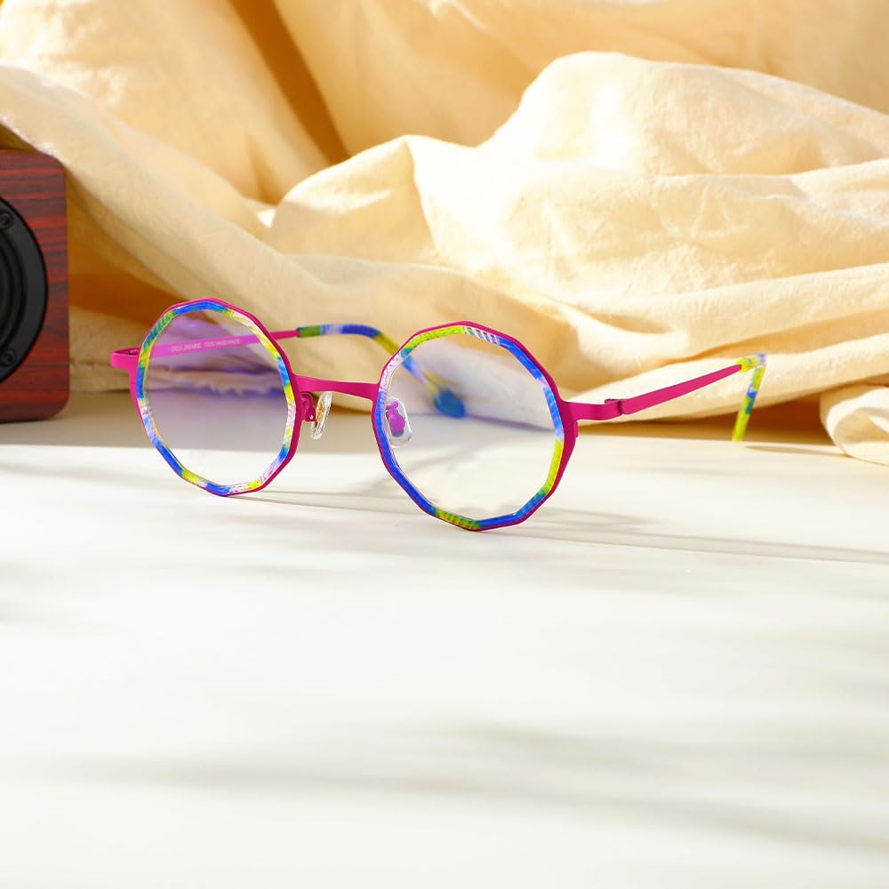 Runde Lesebrille Titanfassung, Blaulichtfilter Lesebrillen für Damen & Herren