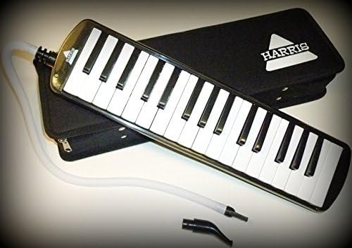 Deluxe Harris Musical Black Melodica with Matching Black Deluxe Case With Free AAA Musical Polishing Cloth