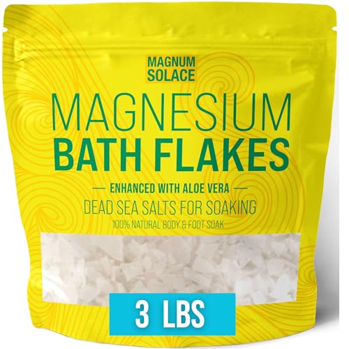 Magnesium Bath Flakes - Dead Sea Salt Dead Sea Salts for Soaking Magnesium Flakes for Bath - Enhanced with Aloe Vera (3 Pound)