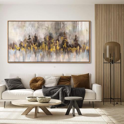 YDYSUNE Gold Abstract Wall Decor – Brown Canvas Wall Art for Living Room- Large Modern Artwork – Oil Painting Pictures for Bedroom Kitchen Home Office
