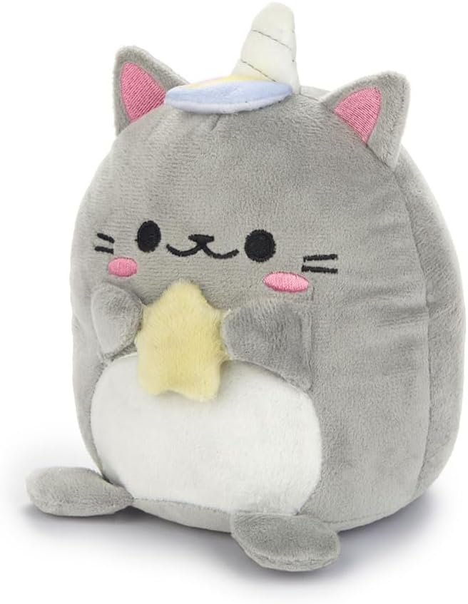 Balvi Decorative Bookends Kawaii Starry Grey Cat Unicorn with Star Polyester