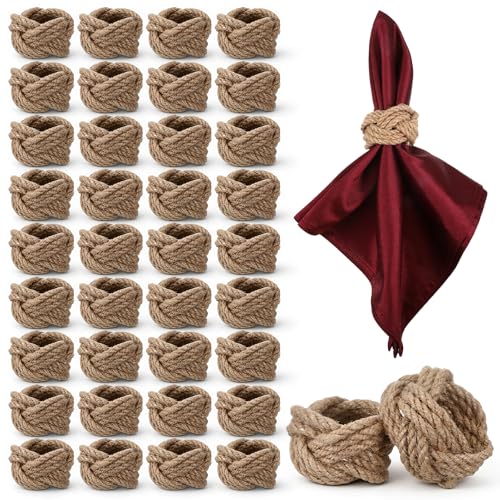 36 Pcs Woven Napkin Rings, Natural Burlap Napkin Rings, Woven