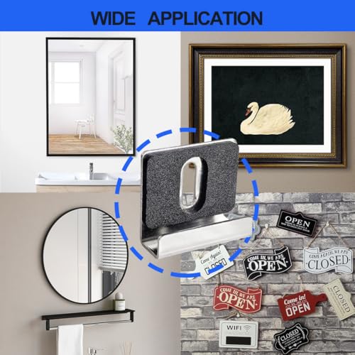 Image of 8pcs Metal Mirror Holder Kit for Wall Mounting,2 Size Mirror Clip with Rubber Gasket and Screw,Wide groove mirror holders for frameless mirror mounting Hardware Heavy-duty mirror hooks(Silver)