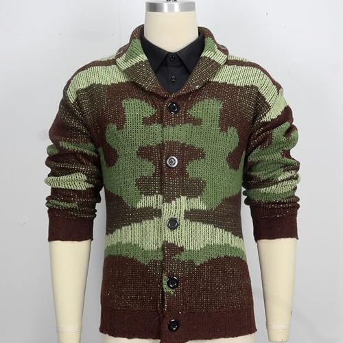 Mens Color Block Knitted Cardigan Shawl Collar Button Down Long Sleeves Fashion Rib Knit Soft Open Sweater2