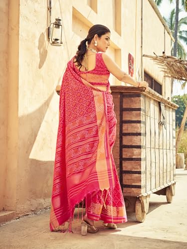 Image of SWORNOF Women's Kanjivaram Soft Silk Banarasi Sarees With Unstiched Blouse Piece