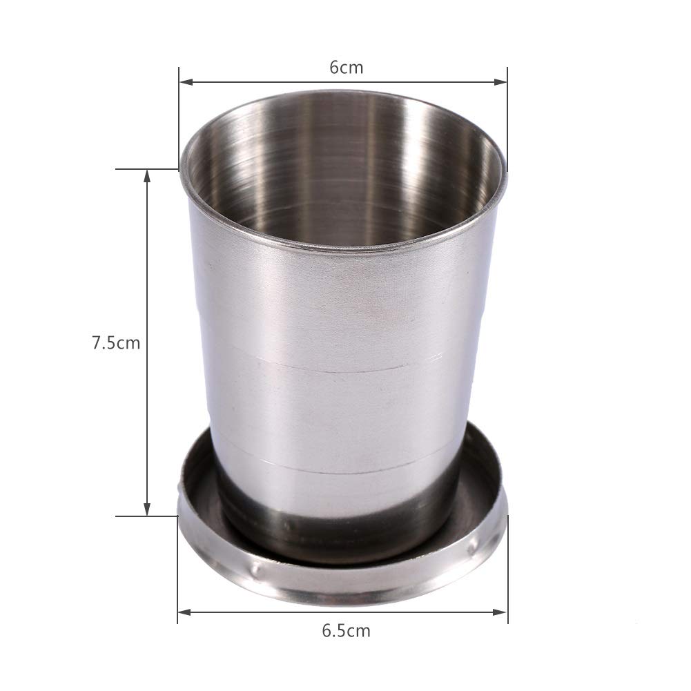 Nikou Acciaio inossidabile Cup Folding, tazza di campeggio pieghevole bere bicchiere Tumbler coperchi portachiavi for Esterni escursione di campeggio pesca Alpinismo retrattile telescopico portatil