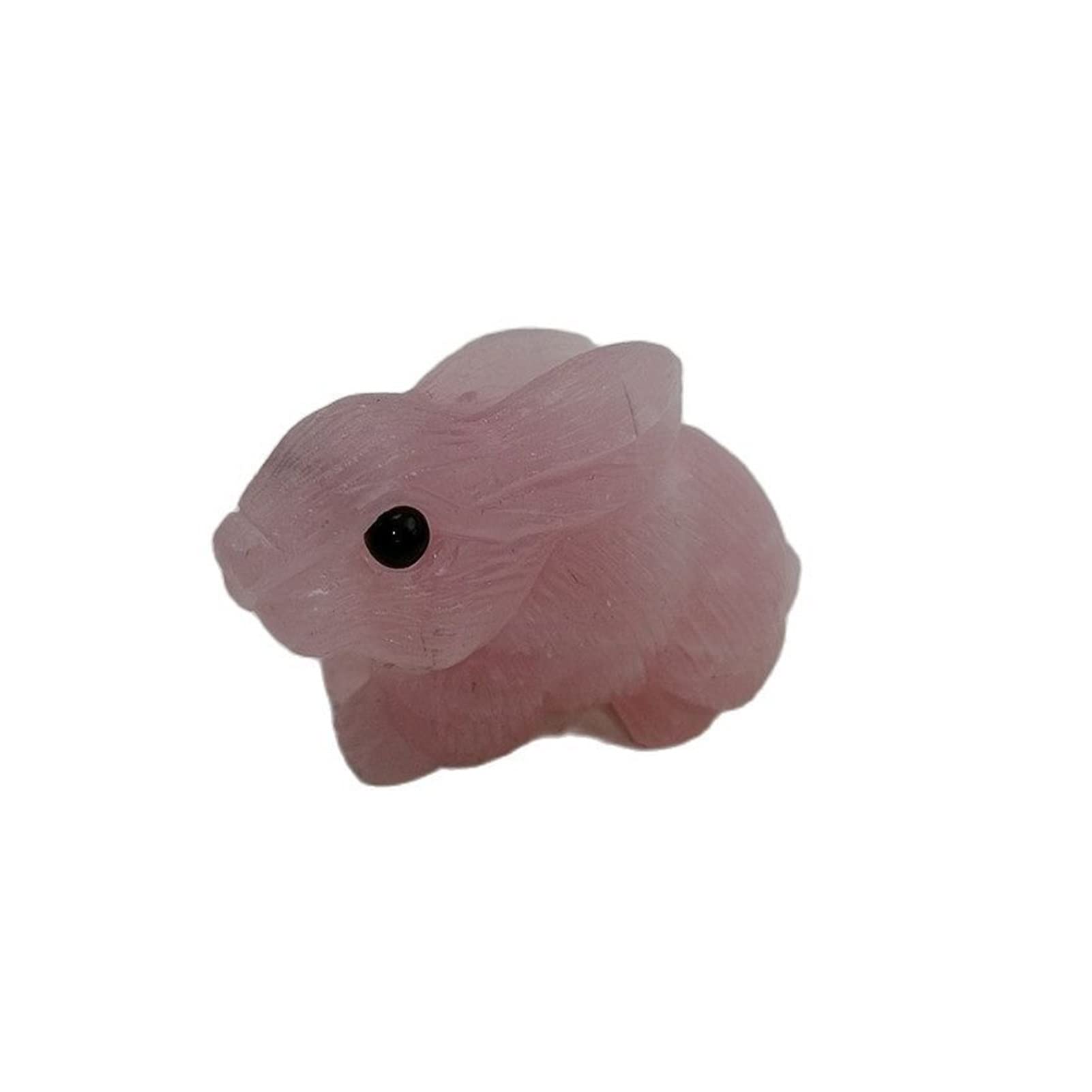 Lapin en quartz rose sculpté à la main, cristal naturel brut et authentique de 2 pouces