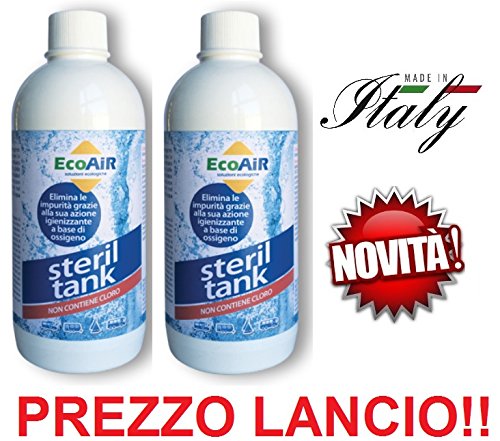 STERIL Tank DETERGENTE per LA Pulizia Periodica dei Serbatoi Camper E per Uso Domestico per Le CONDOTTE di CASA - Non PROVOCA CORROSIONE ED E' INODORE - 2 Bottiglie da 500 ML