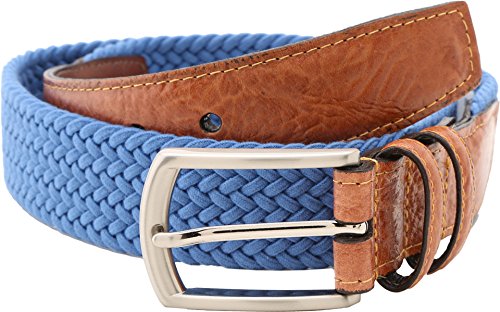 Torino Leather Co. Men's 32MM Italian Woven Multi Cotton Elastic Royal Belt