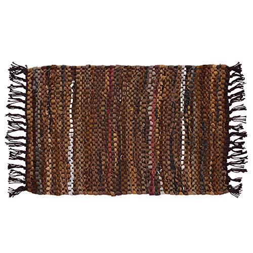 Hf By Lt Tucson Leather Placemats, 13 X 19 Inches, Set Of 4, Handwoven Recycled Leather And Soft Cotton, Brown #TOP1