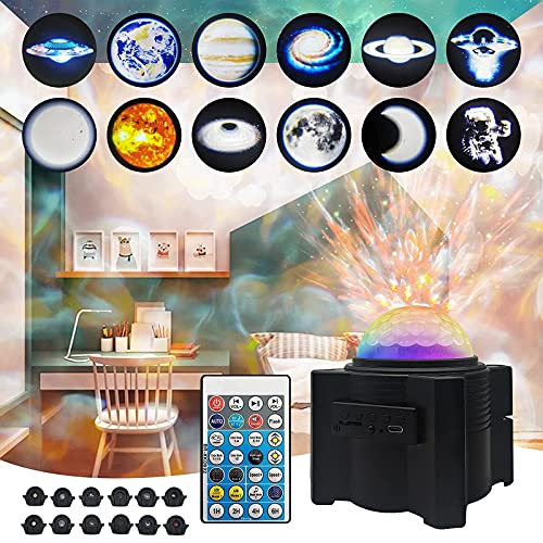 Star Projector Galaxy Projector 15 Color Ocean Wave Night Light Solar System Planet LED Starry Sky Lamp Nebula Cloud Wireless Music Speaker with Remote Control Bedroom Party Decor Kid Birthday Gift