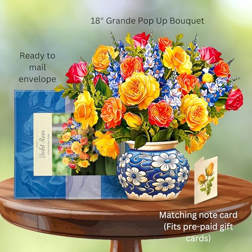 image for Freshcut Paper Pop Up Cards, Paper Flower Bouquet 3D Popup Greeting Ca