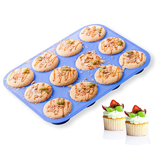 Silicone Muffin pan 12 Cups, European LFGB Non-Stick Cupcake Baking Pan, BPA Free Egg Tray Silicone Mold, Food-Grade Muffin Tin