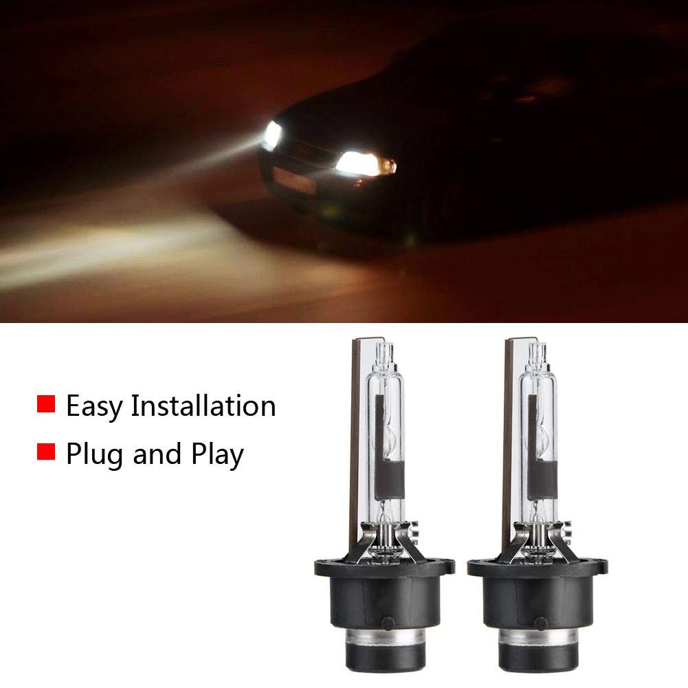 Akozon Lámpara de xenón para automóvil Bombillas de repuesto para faros 2Pcs D2R 6000K 35W Luz de bombilla para faros delanteros de automóviles
