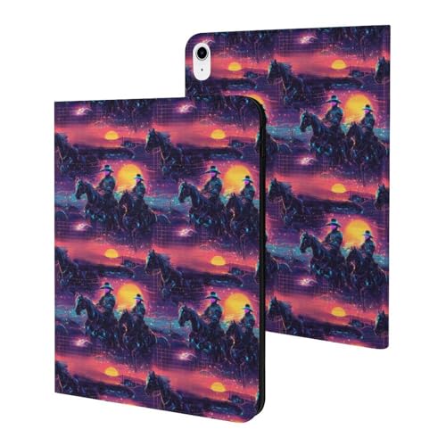 Housse iPad 11" 2025 fine aux finitions soignées Cyber Sunset Cowboy Print