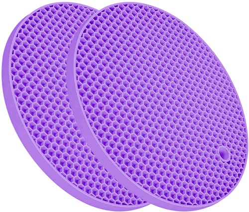 Image of Countertop Protector Heat Resistant Trivets for Hot Pots and Pans - Non-Slip Insulated Heat Pads for Kitchen Counter Purple Pack of 2