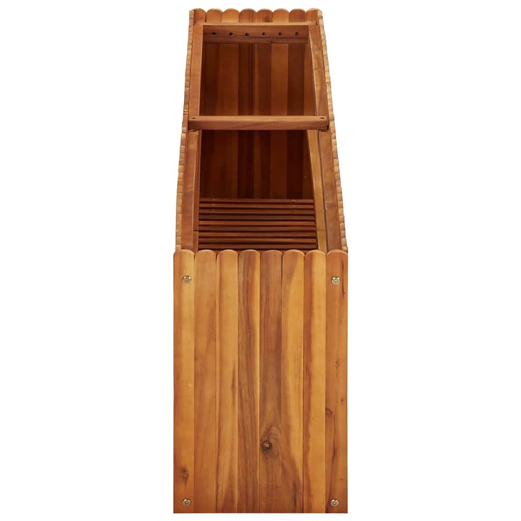 Jardinera de madera maciza de acacia barnizada, 150 x 30 x 50 cm, jardinera elevada para exteriores, para macizos de jardín, macizos de flores, resistente a la intemperie