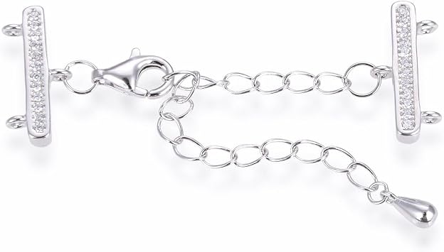 1 Set Adabele 925 Sterling Silver 2 Strands Clasp CZ Tarnish Resistant
