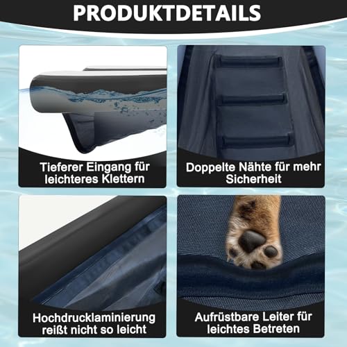 AWSUM 120x100cm Hunderampe Aufblasbar Hunde Wasserrampe Aufblasbare Dog Ramp Hundeboot Rampe Leiter Schwimmrampe Welpe Planke Schwimmdock Plattform für Hunde bis zu 80 kg, für Pool, Boote, Docks, Seen