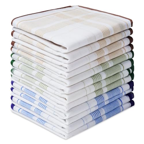 Aomig Fazzoletti Uomo Cotone 40cm x 40cm, 12 Pezzi