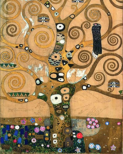 Diy Malen Nach Zahlen 40x50cm FüR Erwachsene, Diy Handgemalt öLgemäLde Kits Mit Pinsel Und Acrylfarbe Malen Nach Zahlen AnfäNger Set Berühmte Gemälde Gustav Klimt Baum des Lebens Ohne Rahmen Cover