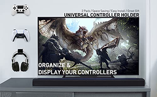 OAPRIRE Universal Controller Holder Wall Mount 2 Pack with Anti-Slip Pads for PS5 PS4 Xbox ONE Switch, Controller Stand Gaming Accessories with Cable Clips, Build Your Game Fortresses (Black)