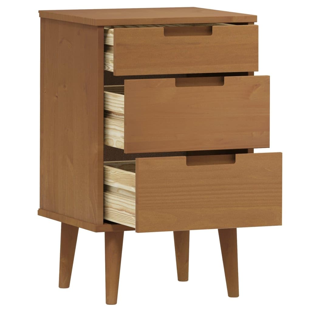 Homgoday Armoire de sol Mobilier de bureau, Table de chevet marron MOLDE 40 x 35 x 65 cm en bois massif de pin, Buffet Armoire, Table de chevet pour chambre à coucher