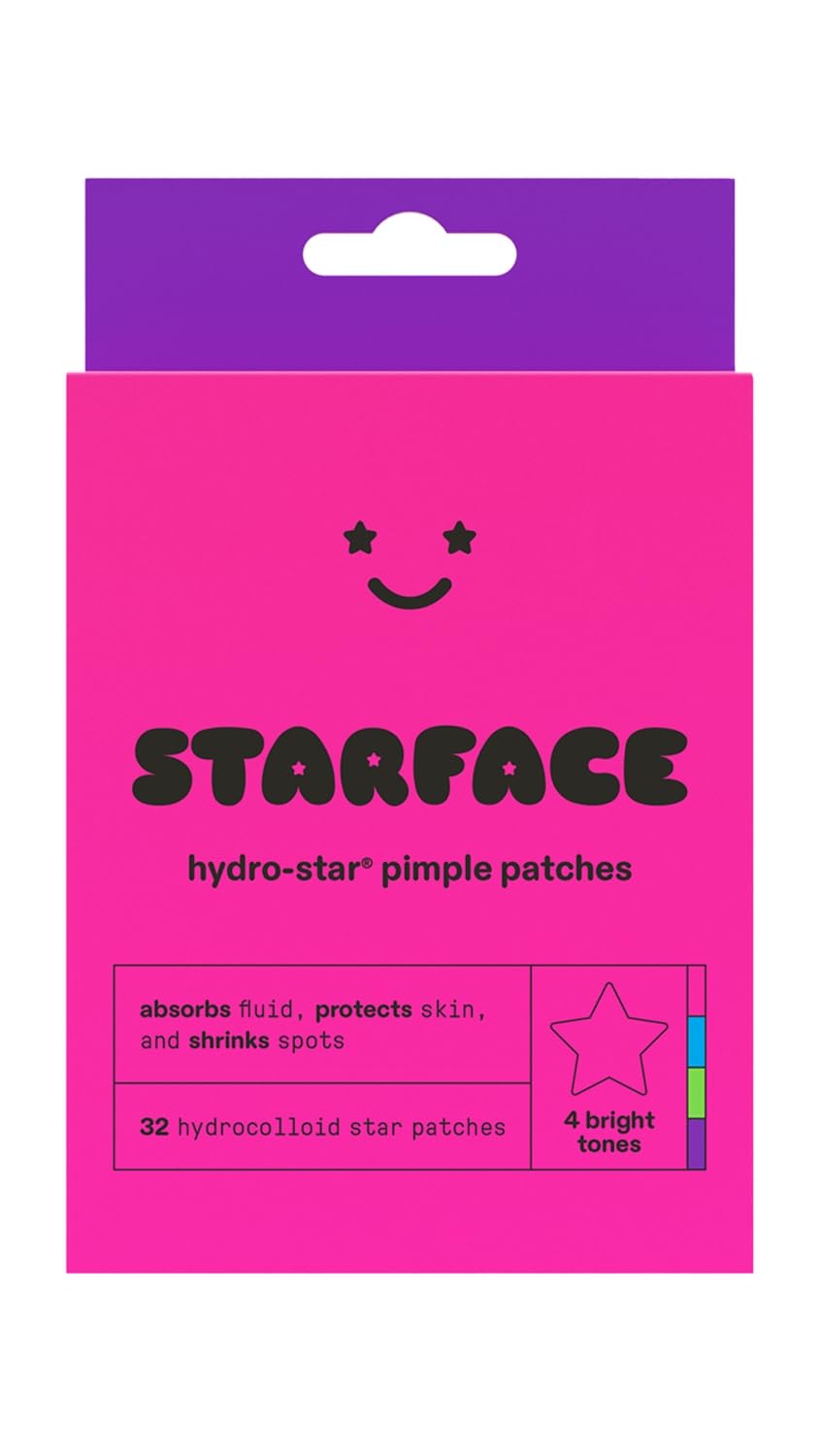 Starface Party Pack Parches Hidrocoloides para Granos en Forma de Estrella, Coloridos, 32 Piezas