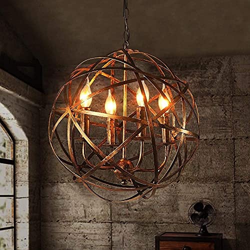 Chandelier sphérique rétro suspension industrielle pour illuminer un grand salon