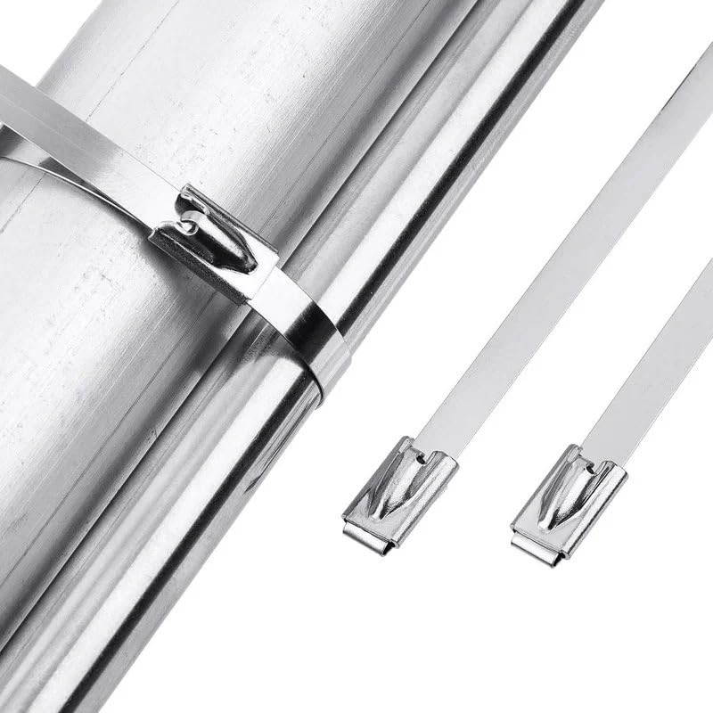 Opaski zaciskowe Opaski zaciskowe stalowe Opaski zaciskowe metalowe Opaski zaciskowe ze stali nierdzewnej, ok. 100 szt., szerokość 7,9 mm, opaski zaciskowe ze stali nierdzewnej, owijki do wydechu, pow