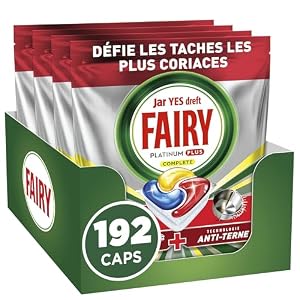 Tablettes Lave-Vaisselle Fairy Platinum Plus Citron, 192 Unités