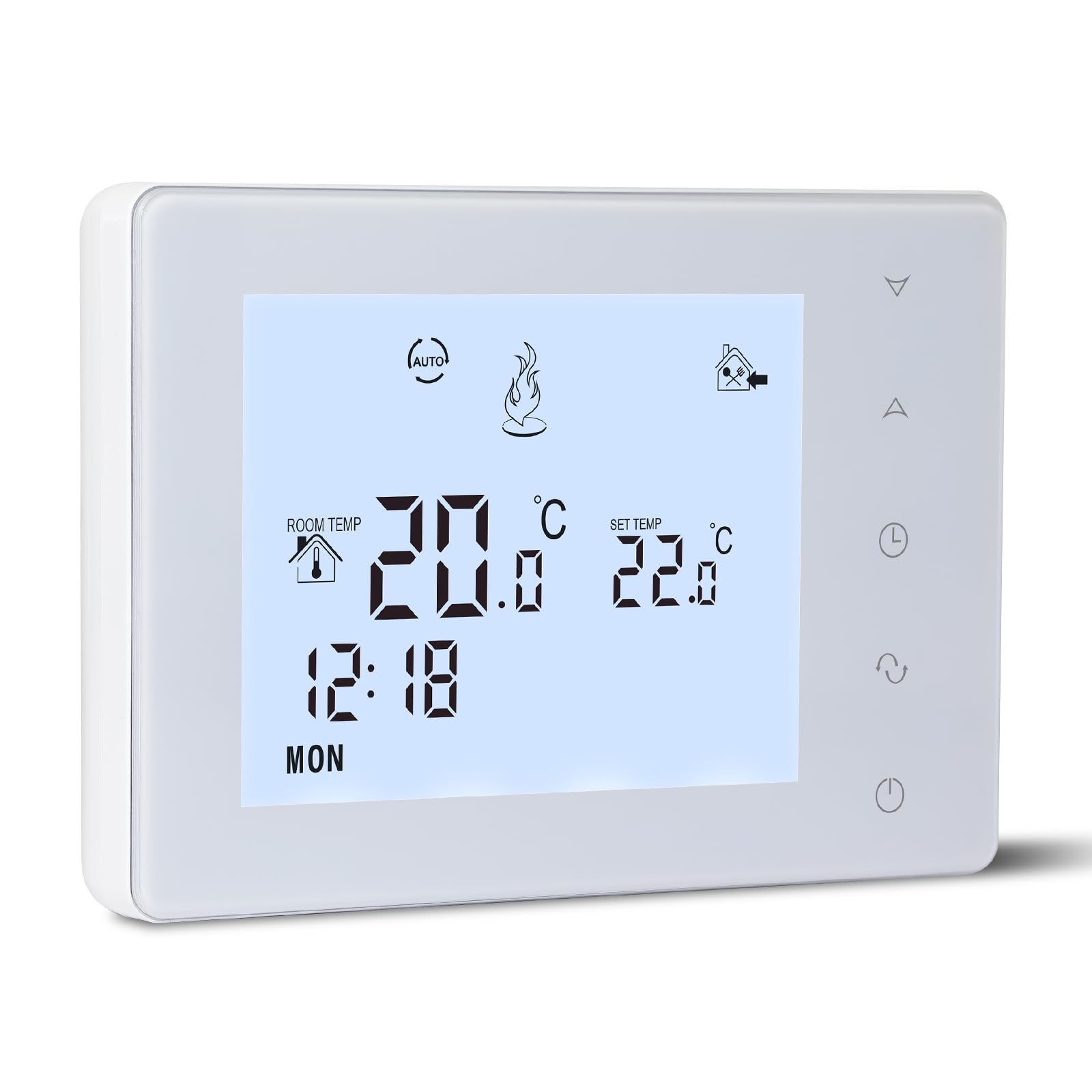 Beok Thermostat Chaudiere Gaz 2 Fils à Piles,Thermostat Mural, Thermostats Programmable Filaire,Thermostats d'ambiance,Alimentation par Piles 2 AA,Aucune Fonction WiFi,Pile Non Incluse