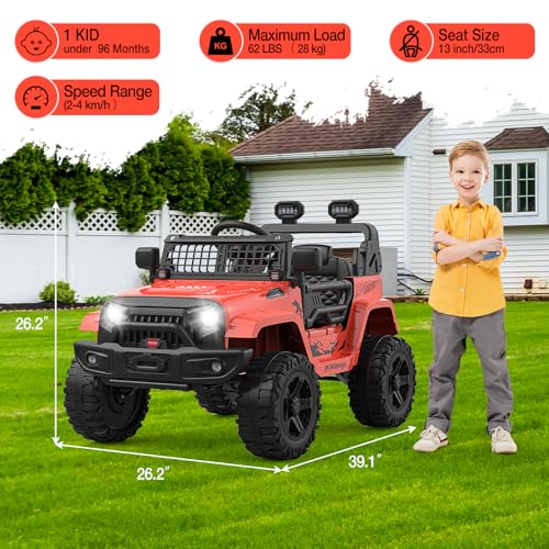 GarveeLife 12V Kids Electric Ride On Truck Car w/Parent Remote Control, Spring Suspension, LED Lights & AUX Port | Outdoor Ride Toy for Boys Girls by GarveeLife - Used condition - Image 3