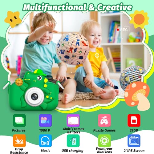 Image of Kids Camera Toy, masterbee Dinosaur Toys Camera for Kid Age 3-12, Christmas /Birthday Gifts for Boys and Girls, 1080P HD Kids Digital Camera, Children Camera Gift for 3 4 5 6 7 8 9 10 11 12 Year Old