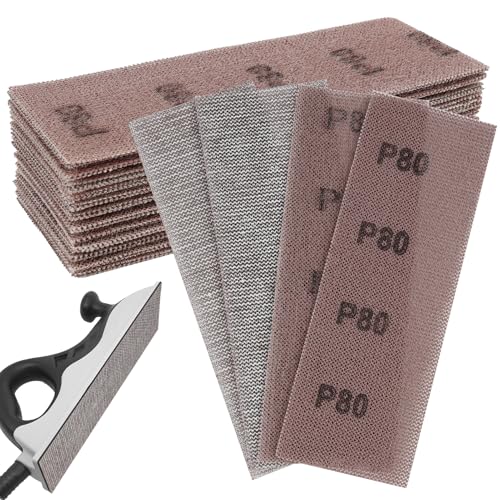 Pack de 50 Feuilles de Ponçage Maille 70 x 198 mm – Disques de Ponçage Auto-agrippants – for Dustless Sanding Wood Pour Ponçage Sans Poussière sur Bois, Mastic, Peinture, Plastique – Grain P80 Grit