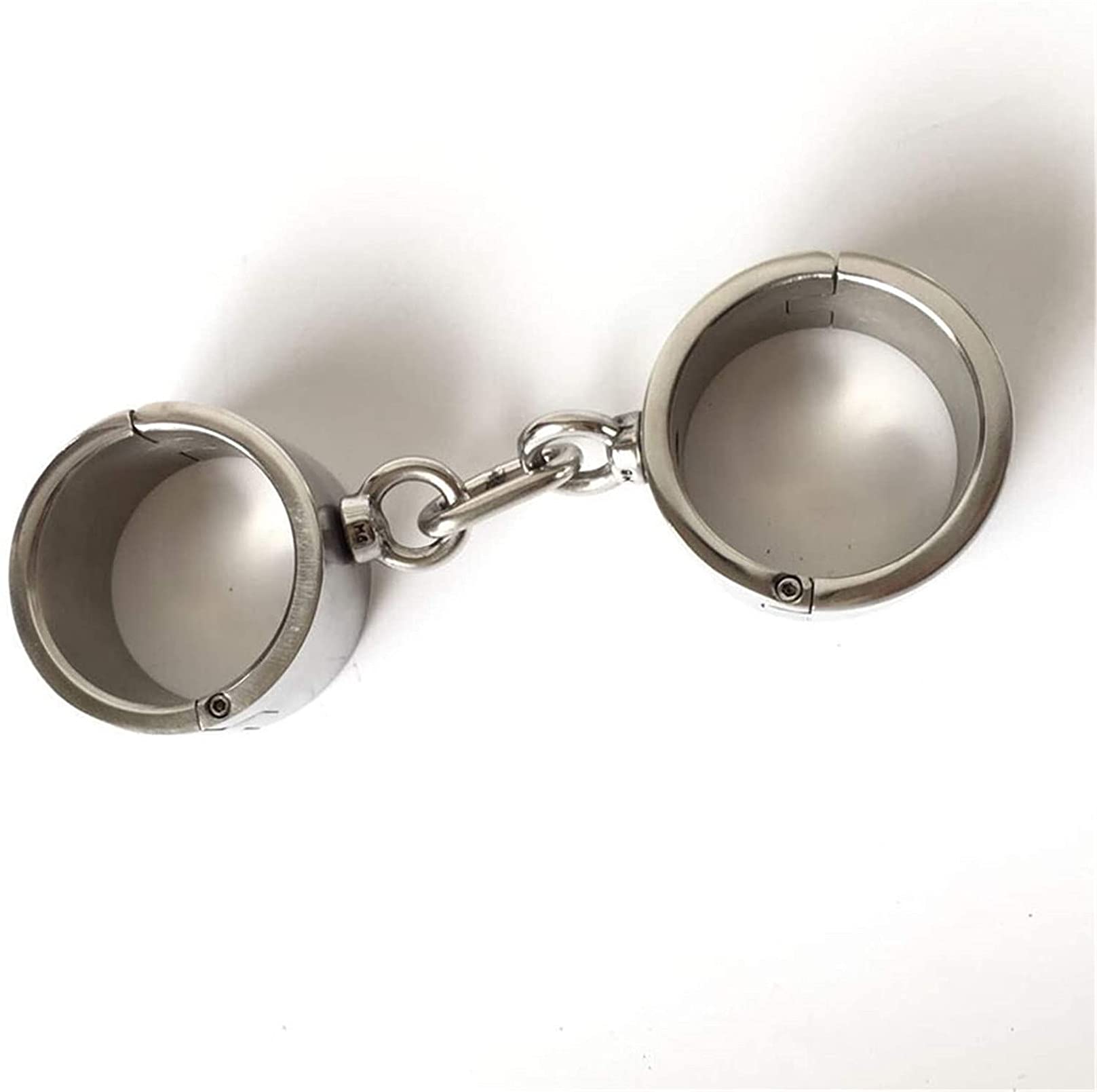 1 Paar Ca. 900G Schwer Edelstahl Handschellen/Handfesseln, 4cm Hohe Abschließbar Handgelenk Handcuffs Slave Fetisch Fesseln Flirtspiel BDSM Sex Spielzeug für Paare,Male Oval