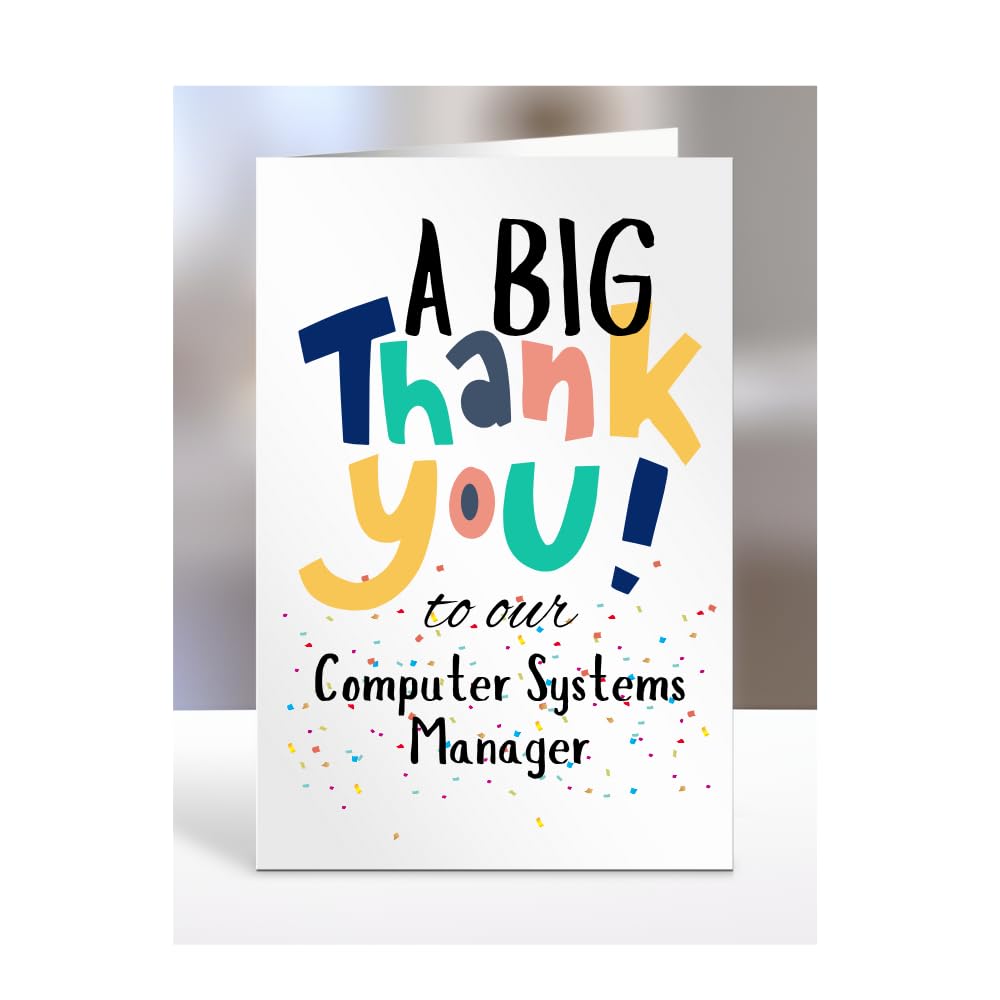 A big thank you our Computer Systems Manager, Card for Men, Women, Presents for Christmas, Female, Male, Him, Her, Thankyou, Greetings cards, A5-263a_177
