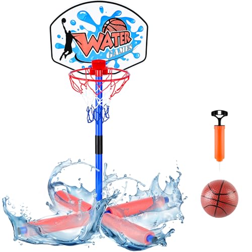 deAO Canasta Baloncesto Piscina Flotante, Juego Completo con Bomba de Aire y Pelota | Juguete Acuático Familiar para Niños y Adultos | Interior, Exterior, Verano, Piscinas, Playa, Fácil Montaje