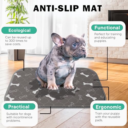 Image of EWISE Shop - 2 Pack EWISE Shop - Pee Pads for Dogs Reusable Washable Pee Pads & Non-Slip Puppy Training Pads Eco-Friendly Pee Mats for Dogs Absorbent & Odor-Controlling (Grey, Small)