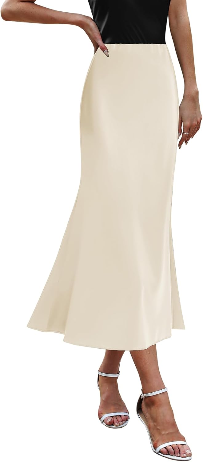 Womens Satin Skirts for Womens Silk Skirt Midi Skirt High Waisted Satin Dress Elegant Work Skirts - Image 2